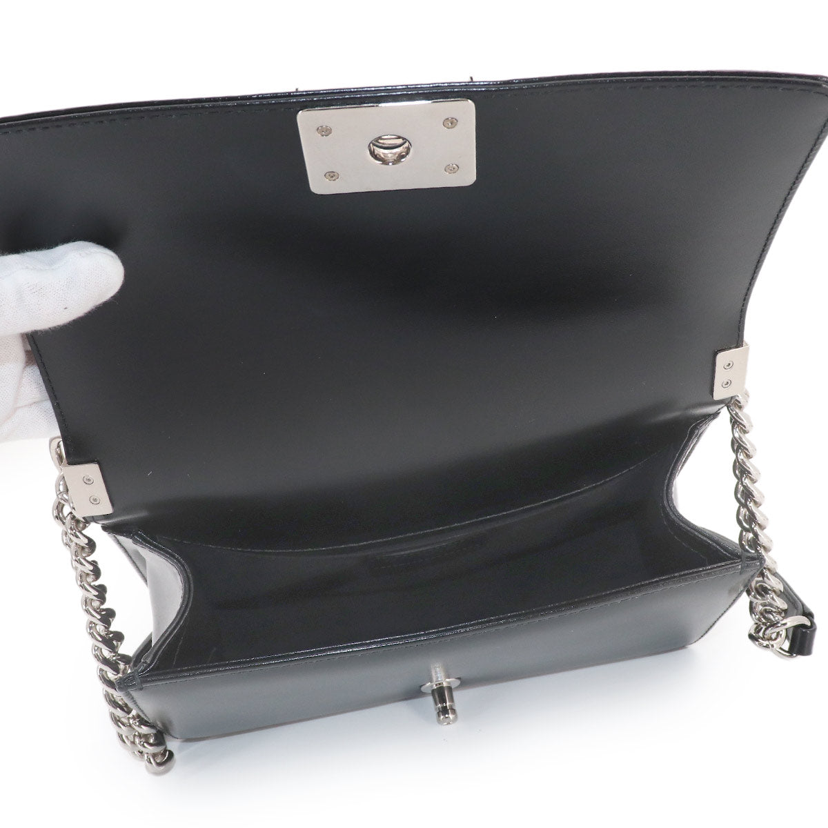 BOY CHANEL Chain Shoulder Bag Leather Black Purse