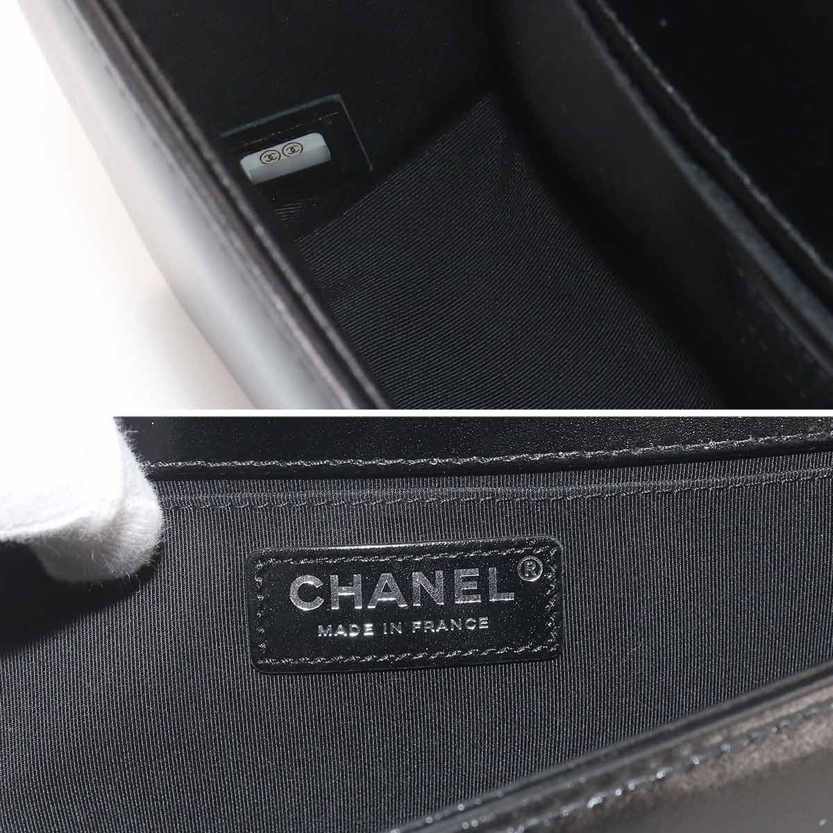 BOY CHANEL Chain Shoulder Bag Leather Black Purse