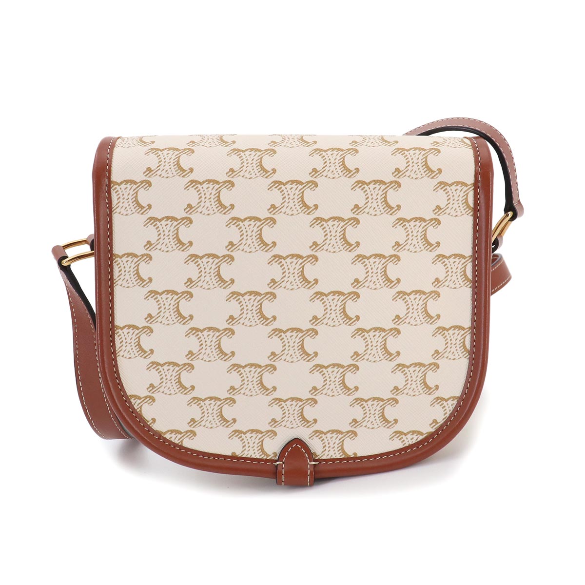 Triomphe Medium Folco Shoulder Bag PVC Leather White 191502