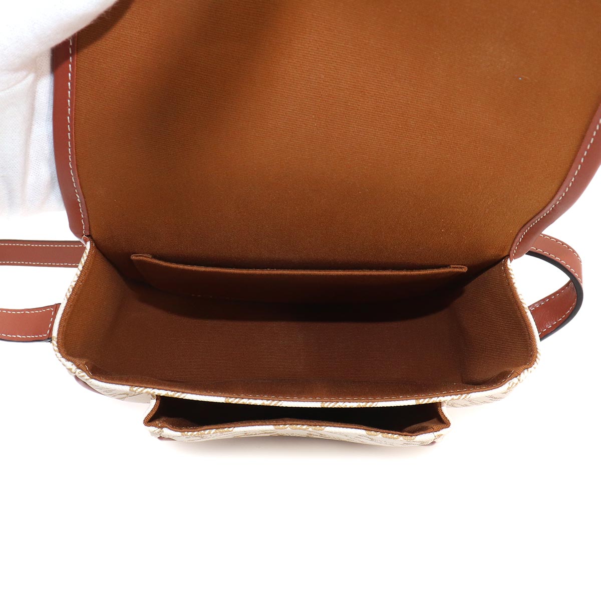 Triomphe Medium Folco Shoulder Bag PVC Leather White 191502