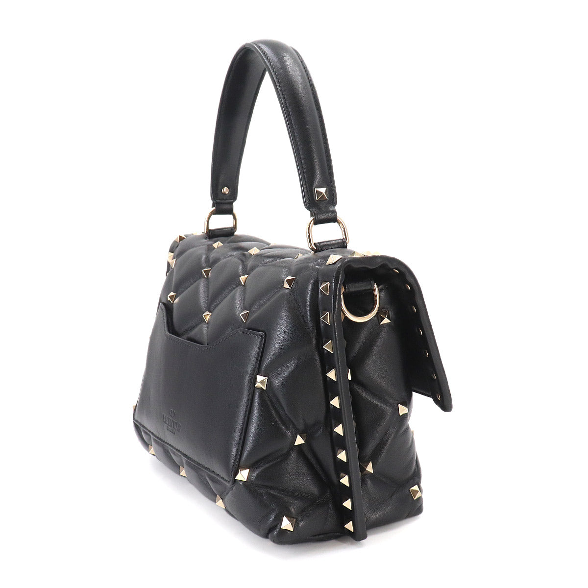 Candy Studs Hand Shoulder Bag Leather Black