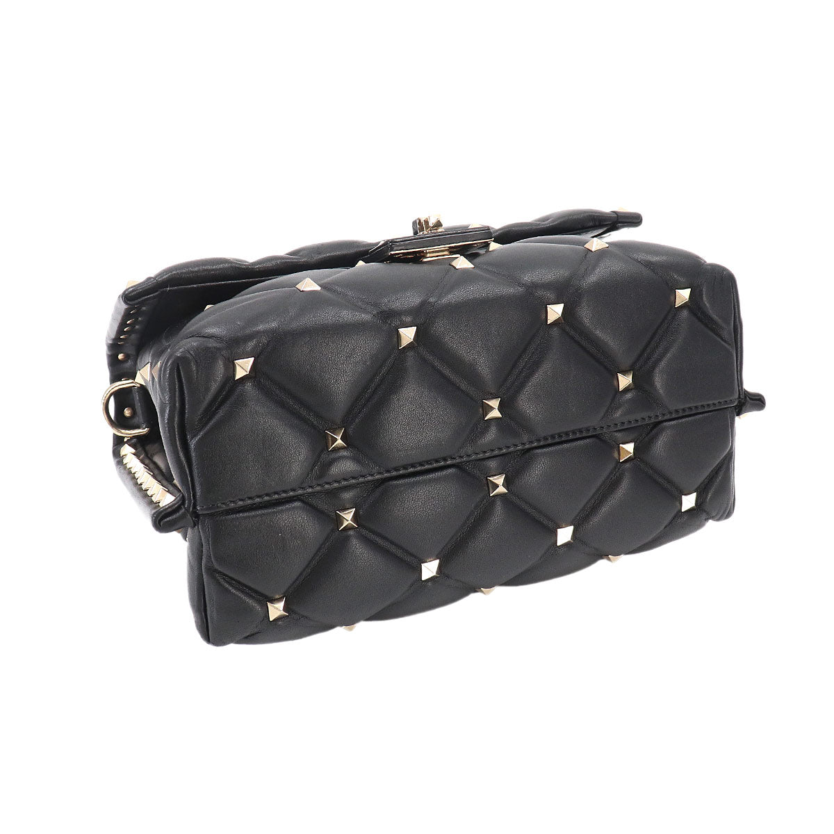 Candy Studs Hand Shoulder Bag Leather Black