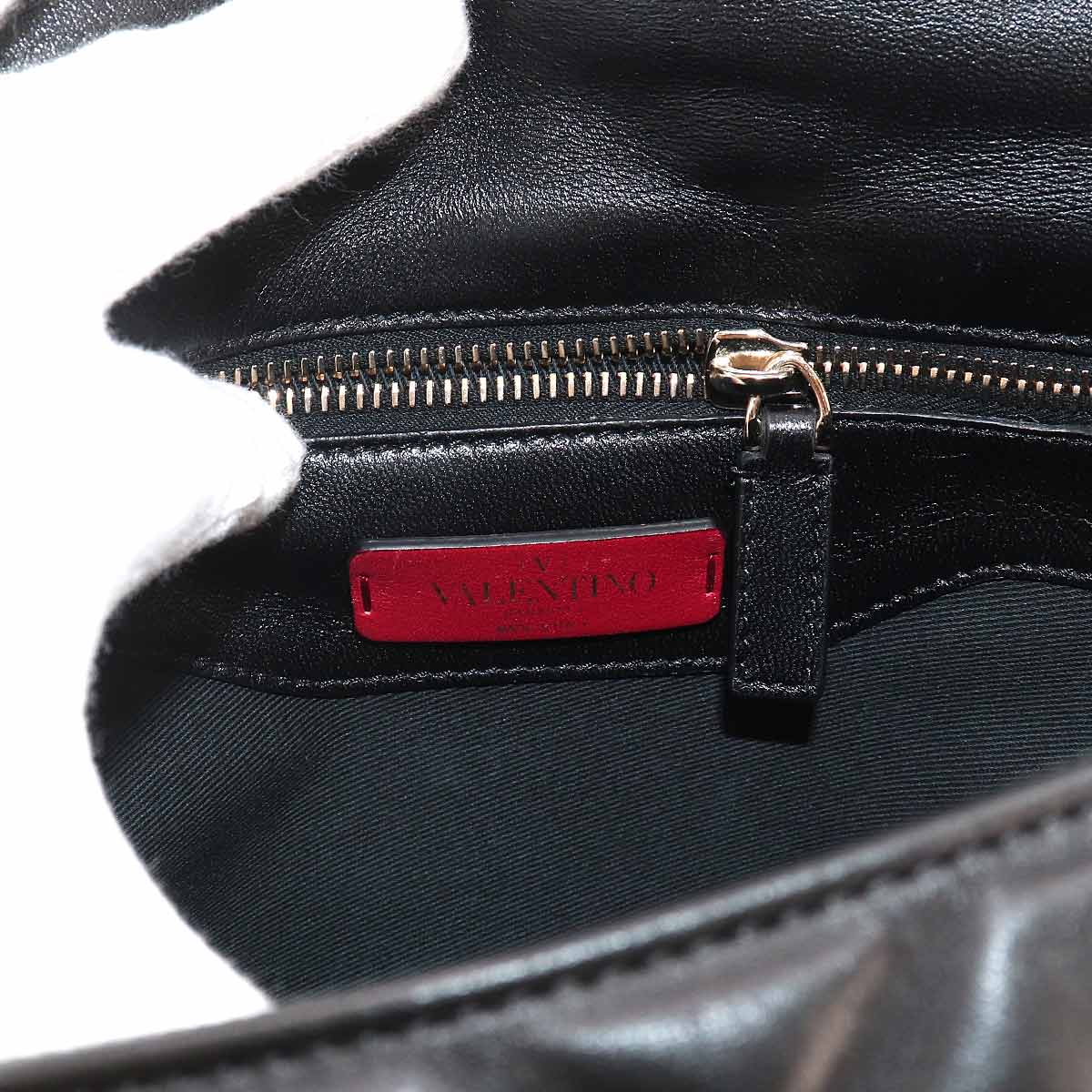 Candy Studs Hand Shoulder Bag Leather Black