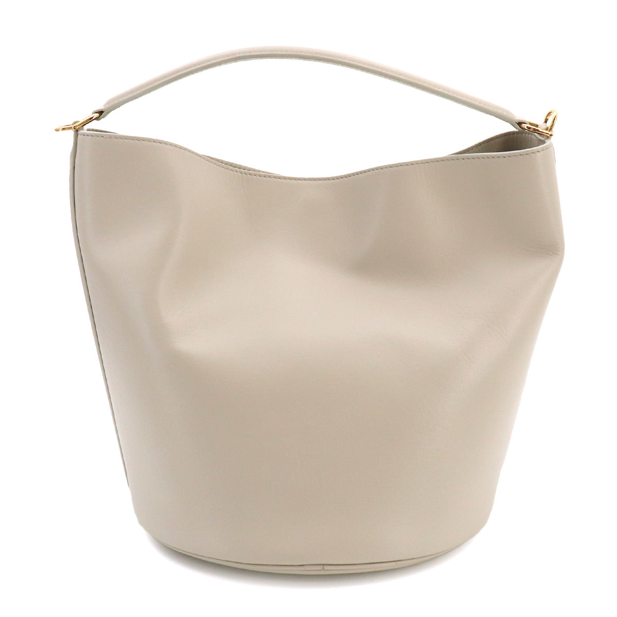 Bucket 16 2way Hand Shoulder Bag Leather Light Gray
