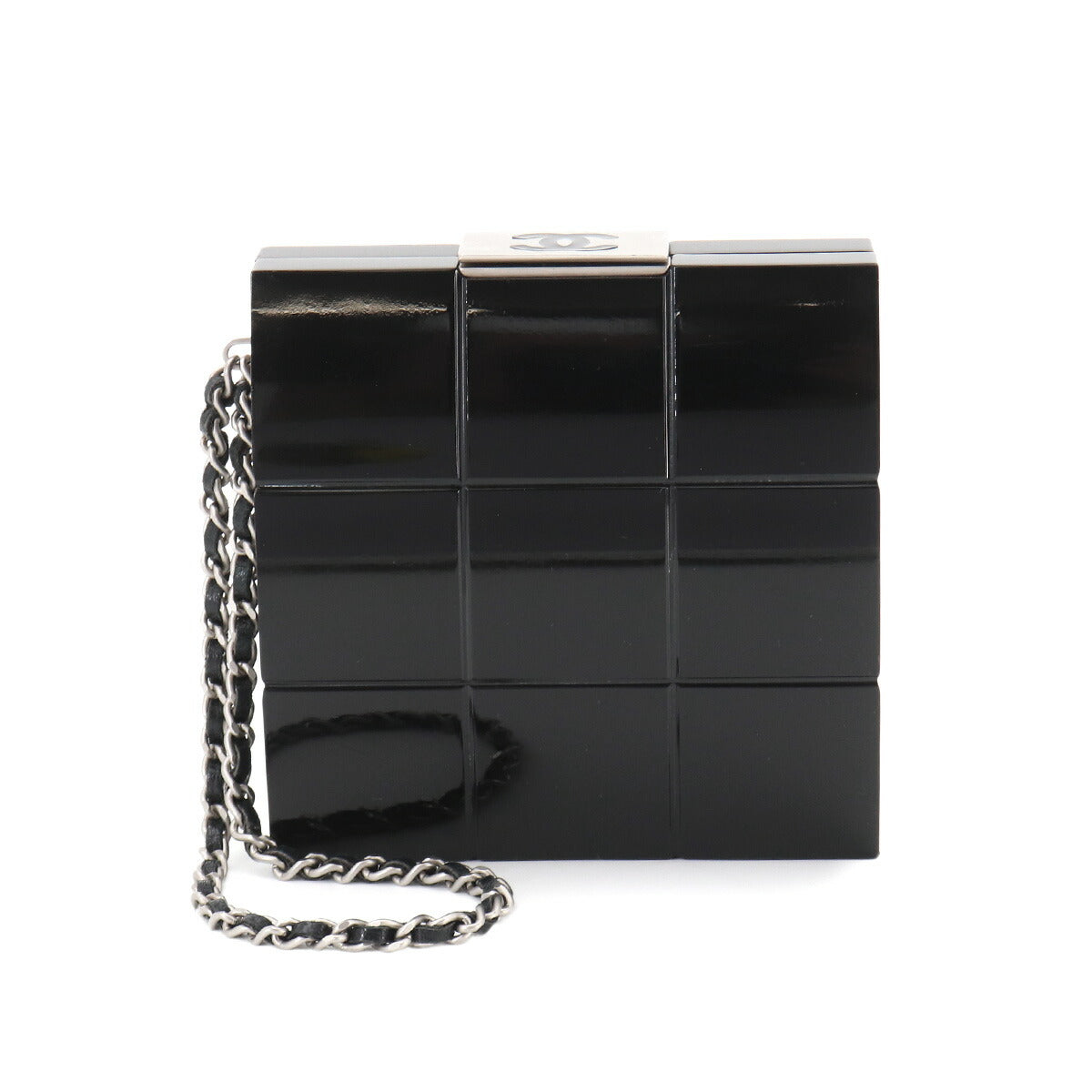 Chocolate bar Clutch Bag Plastic Leather Black Purse