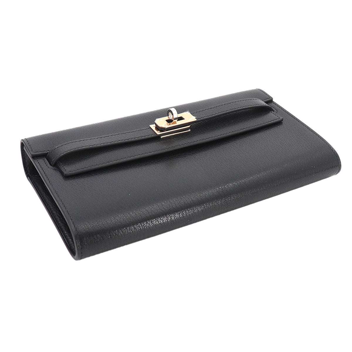 Kelly To Go Shoulder Wallet Chevre Chamkila Black Purse