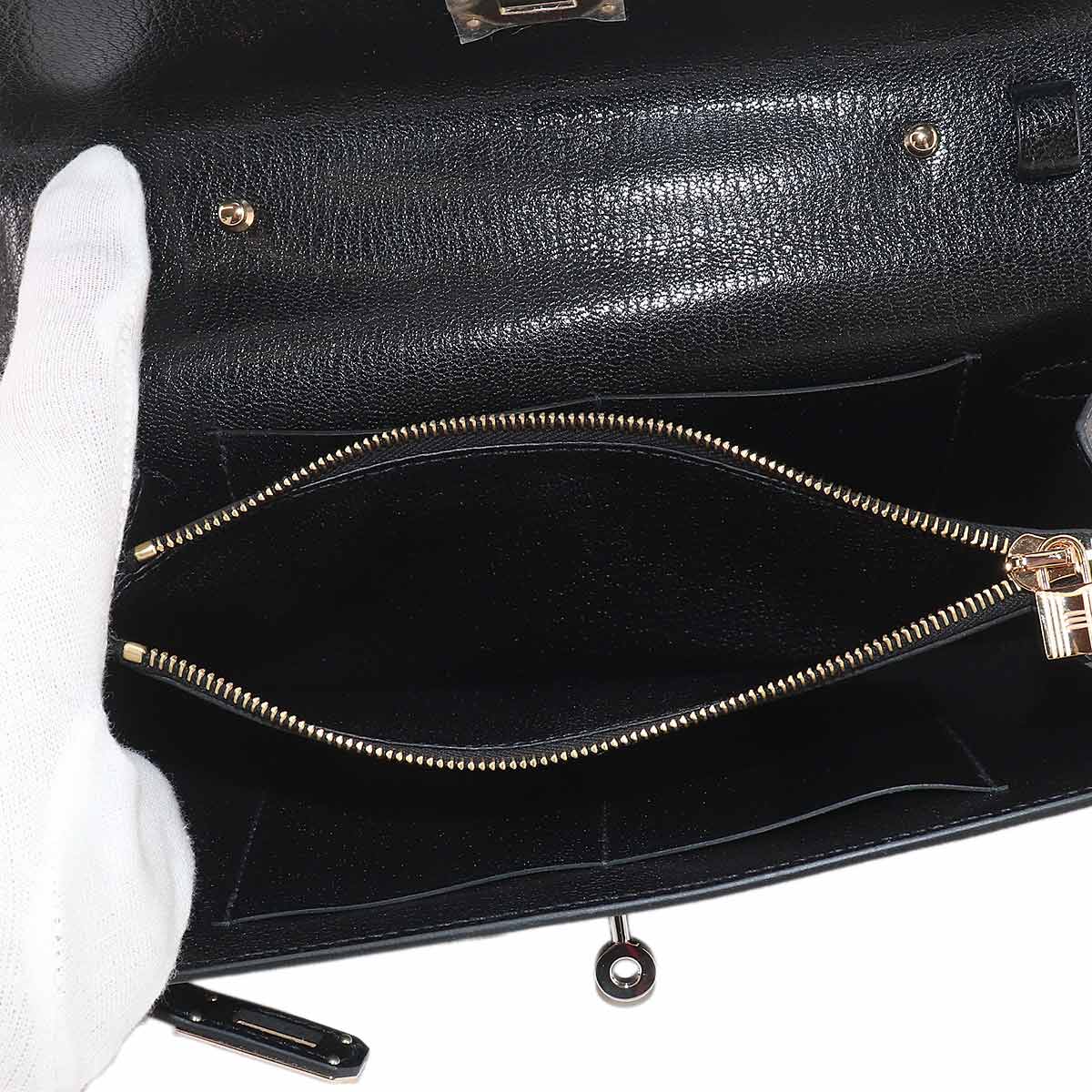 Kelly To Go Shoulder Wallet Chevre Chamkila Black Purse