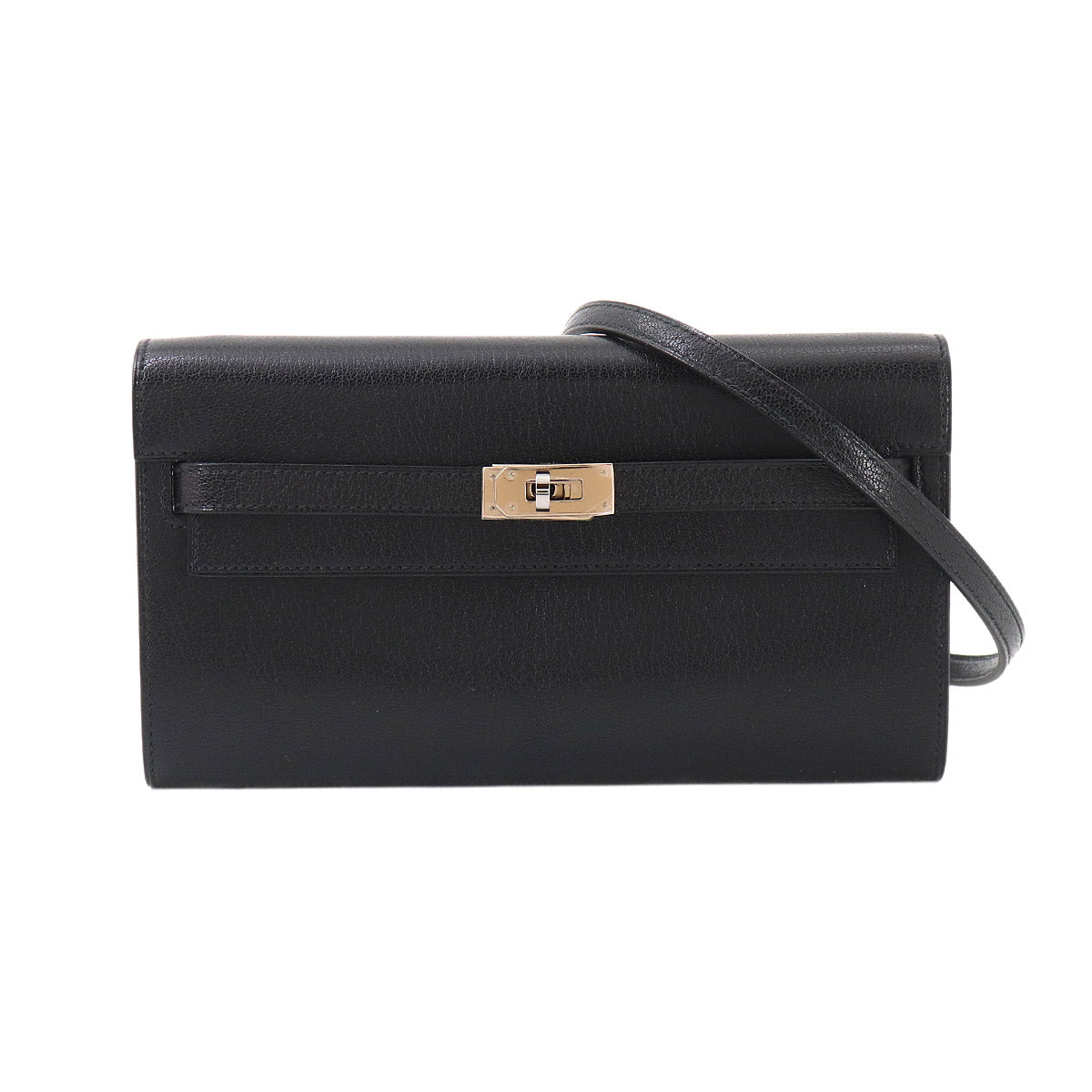Kelly To Go Shoulder Wallet Chevre Chamkila Black Purse