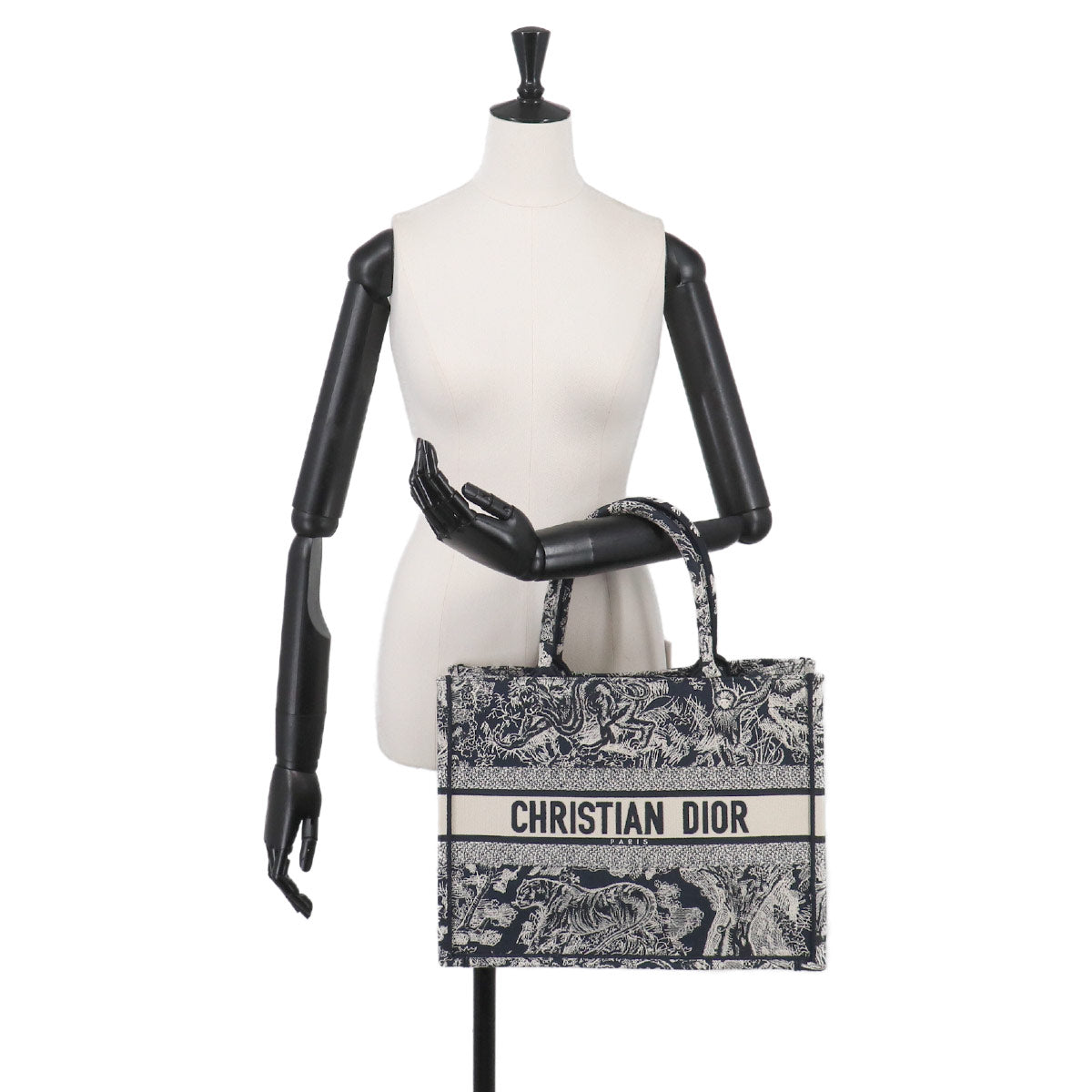 Reverse Toile De Jouy Book Tote Medium Bag Canvas Navy