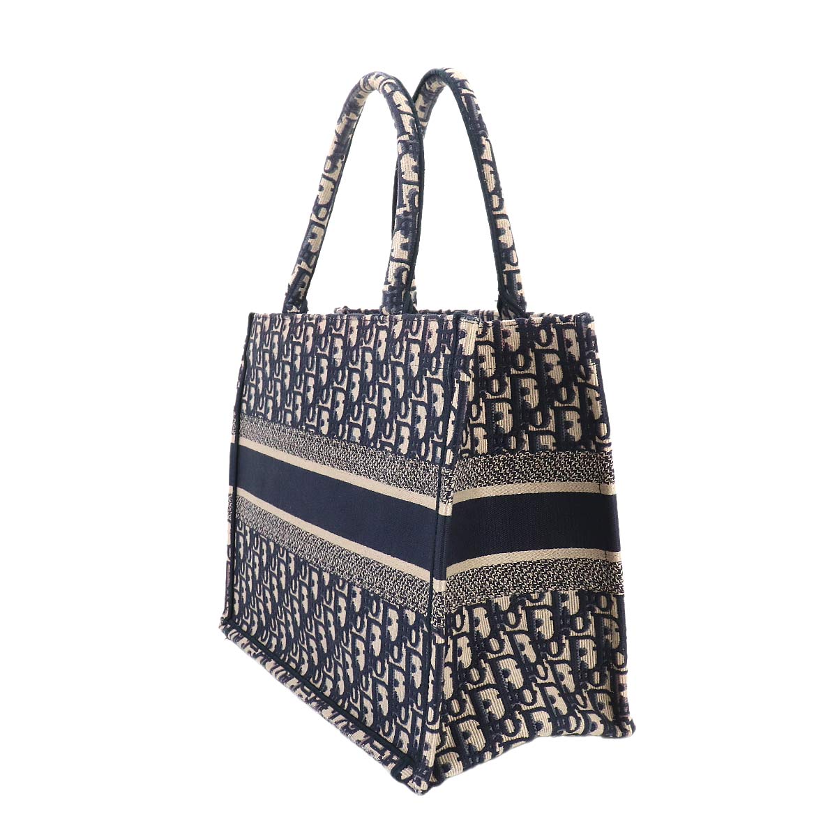 Oblique Book Tote Medium Bag Canvas Navy M1296ZRIW