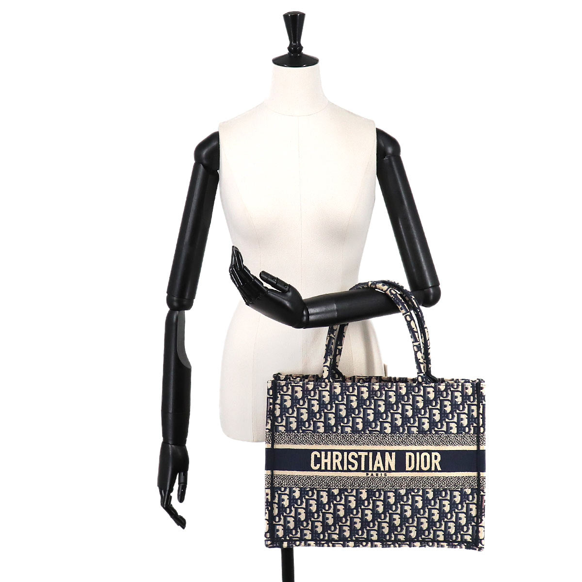 Oblique Book Tote Medium Bag Canvas Navy M1296ZRIW