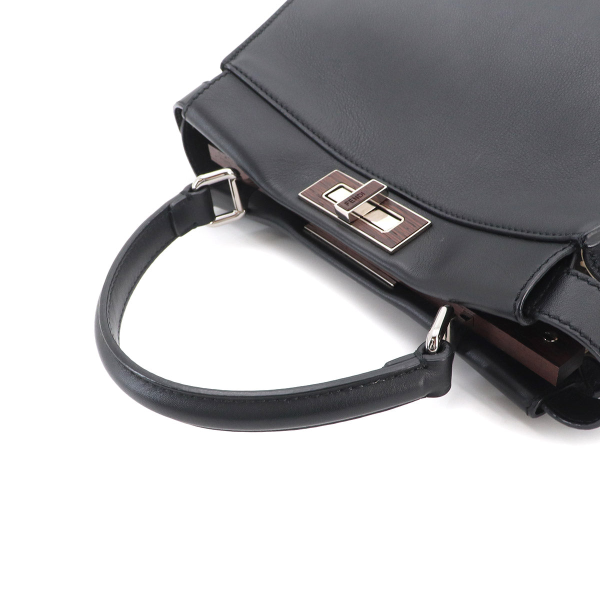 Peekaboo Regular 2way Hand Bag Leather Black 8BN290