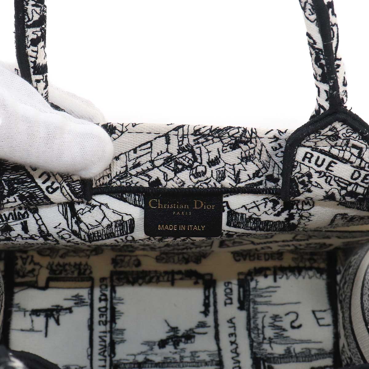 Plan de Paris Book Tote Bag Small Canvas White Black