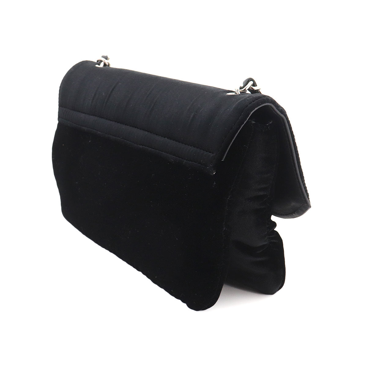 Icon Chain Shoulder Bag Velour Leather Black Vintage