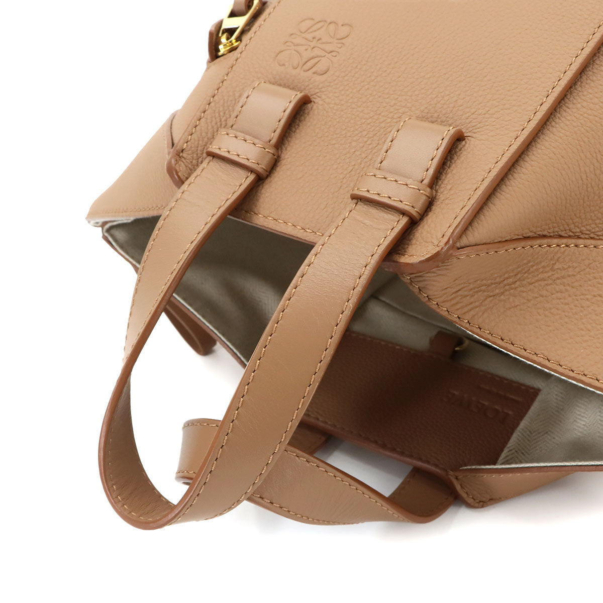 Hammock Compact 2way Hand Shoulder Bag Leather Brown