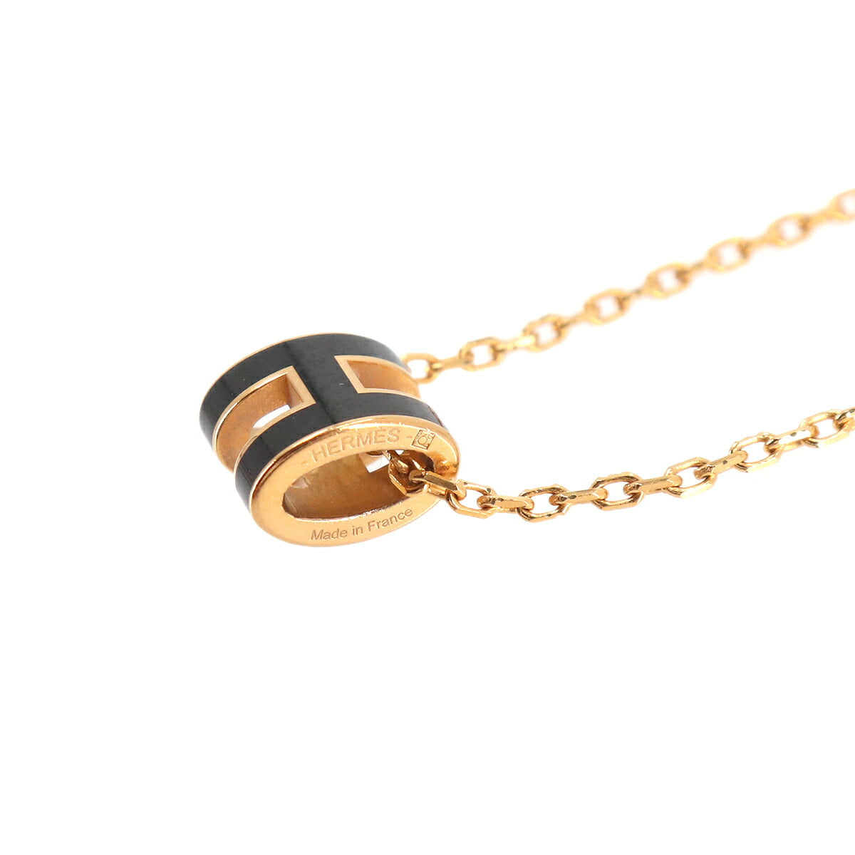 Mini Pop H Chain Necklace Black Gold Accessory