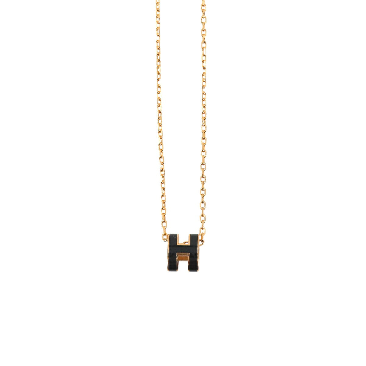 Mini Pop H Chain Necklace Black Gold Accessory