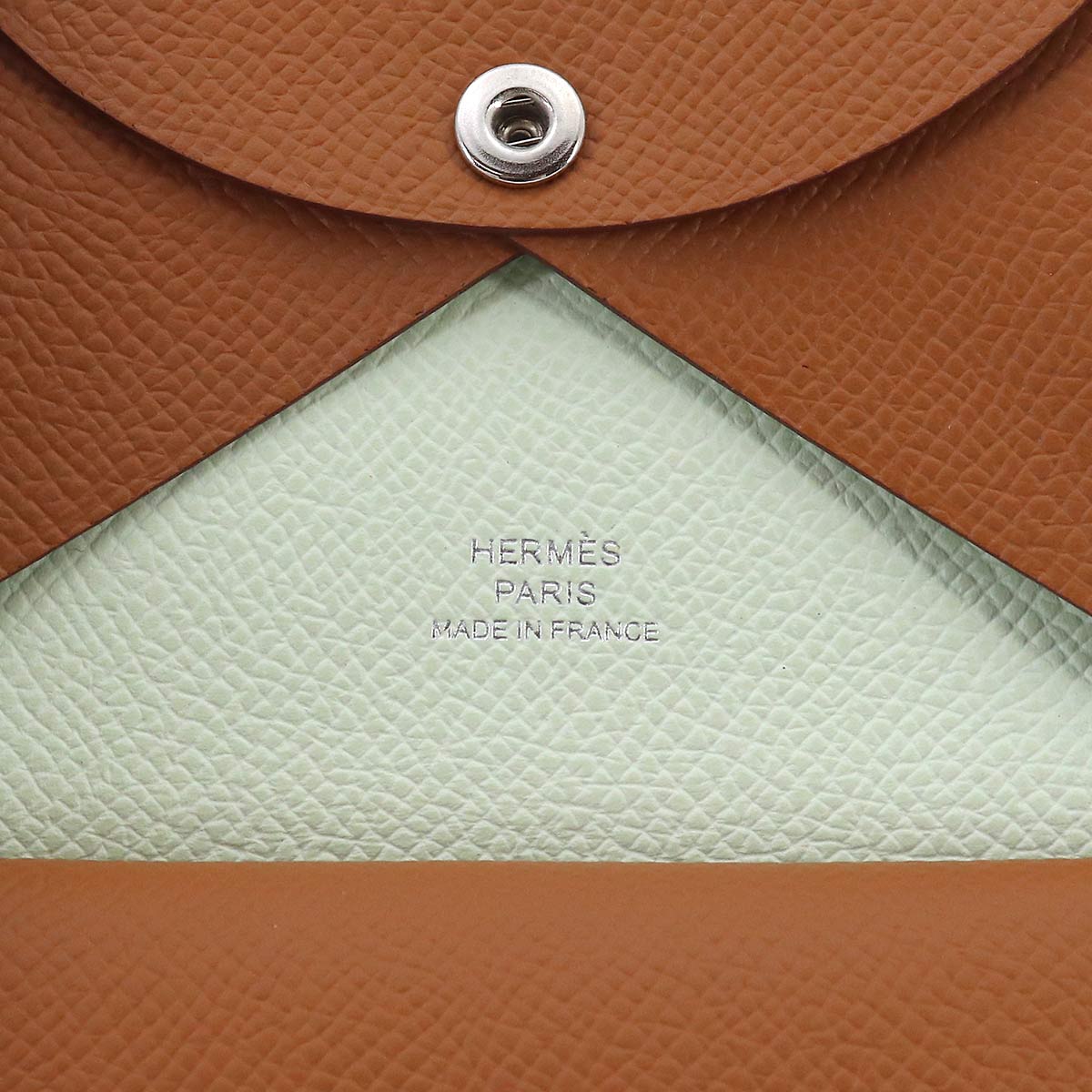 Calvi Duo Card Case Epsom Gold Vert Fizz Brown Purse