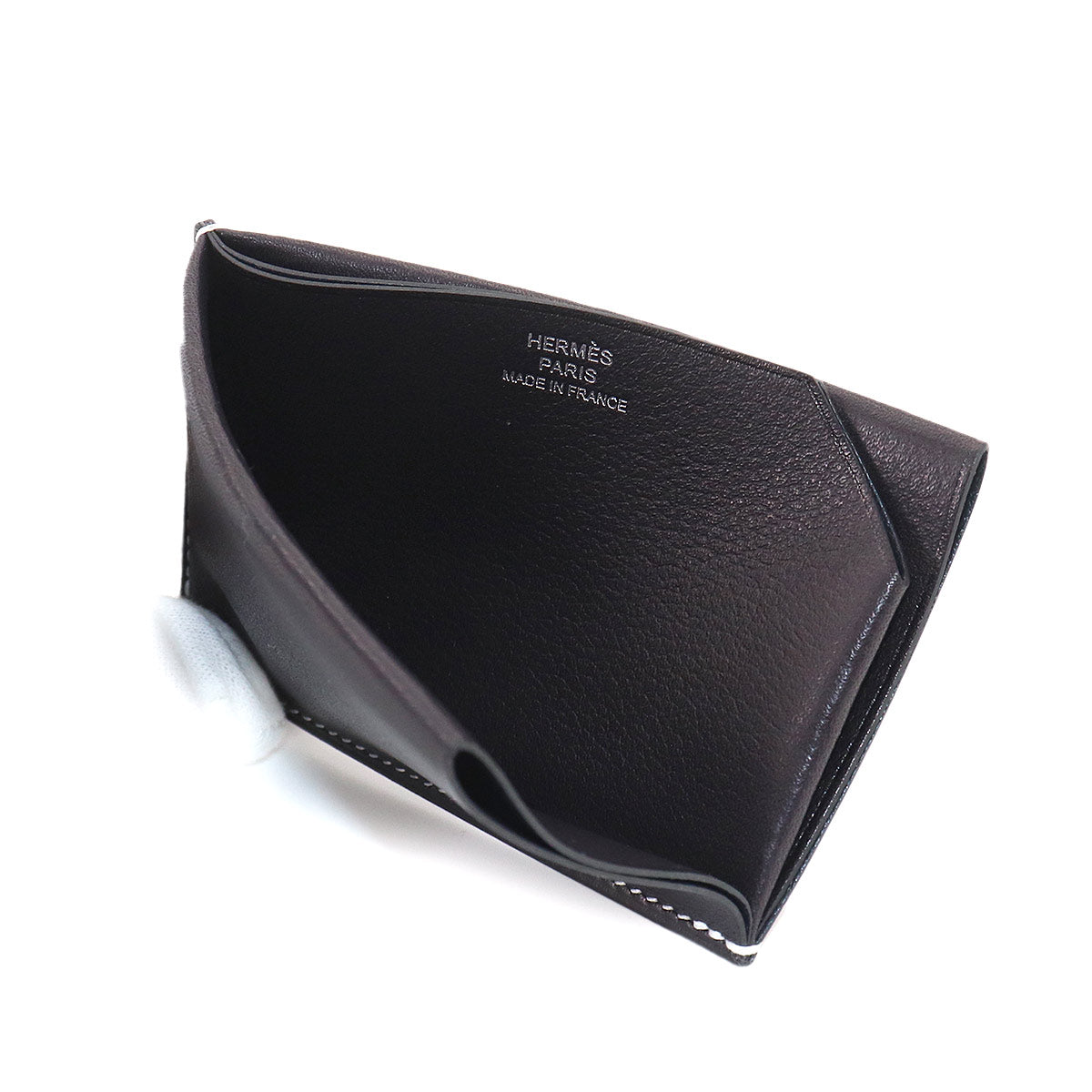 H Sellier Card Case Evercolor Bleu Indigo Evergrain