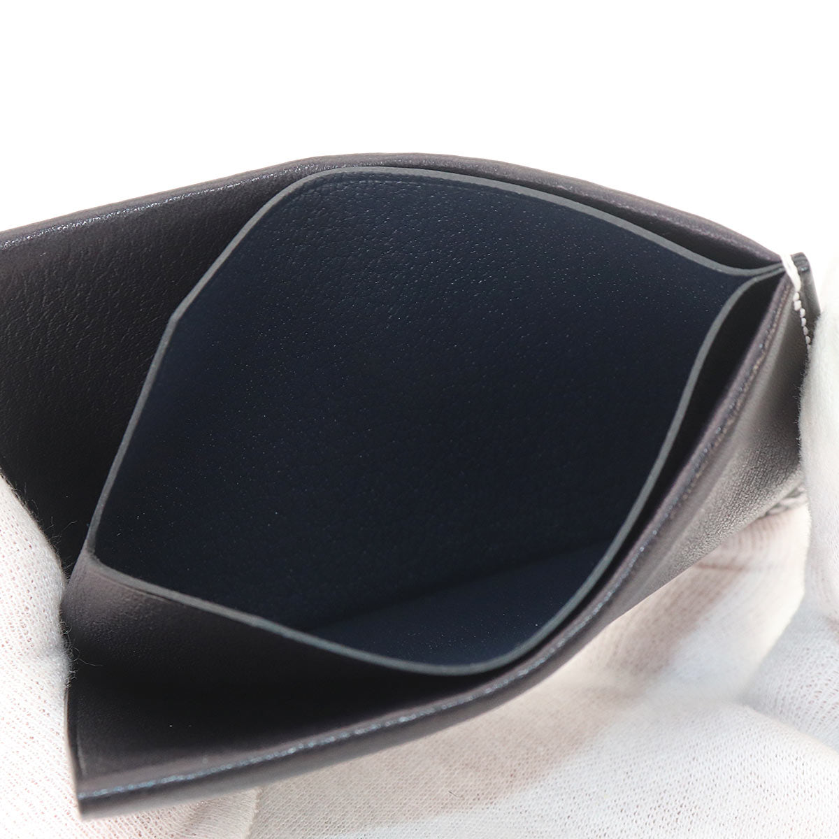 H Sellier Card Case Evercolor Bleu Indigo Evergrain