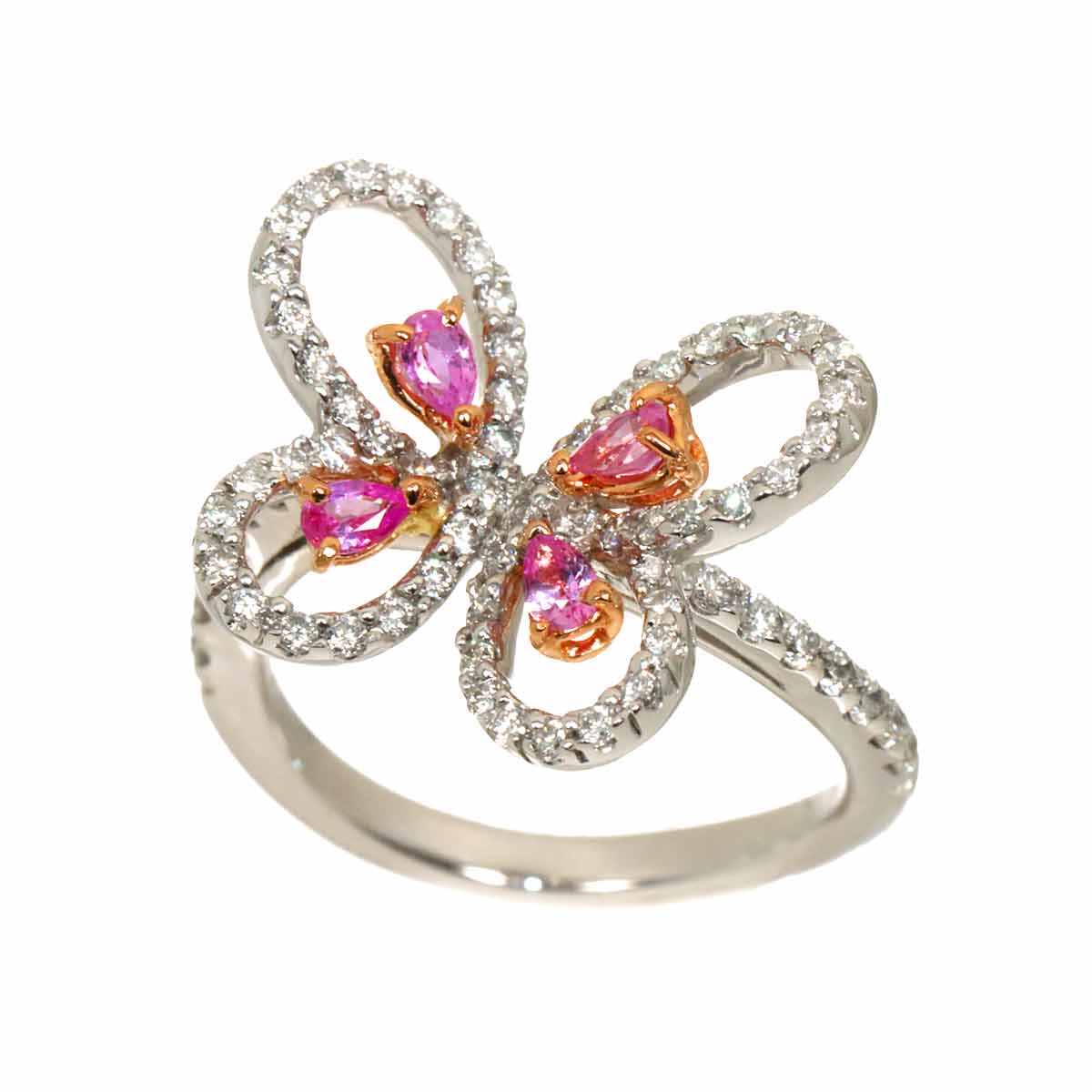 Sapphire Diamond 0.96ct Ruby Ring 18K WG 4.75-5(US)