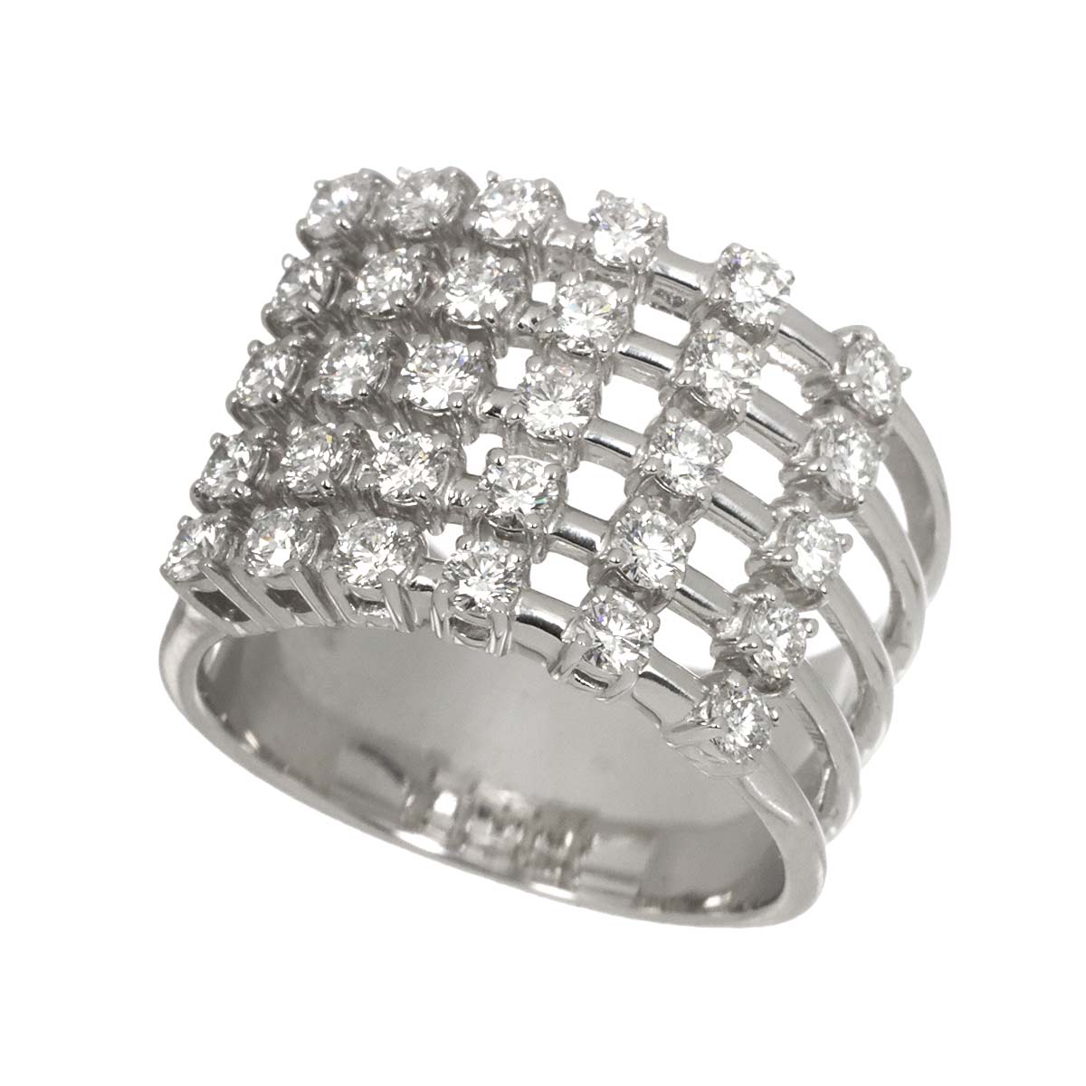 Diamond 1.33ct Ring 18K White Gold 750 Size6.75(US)