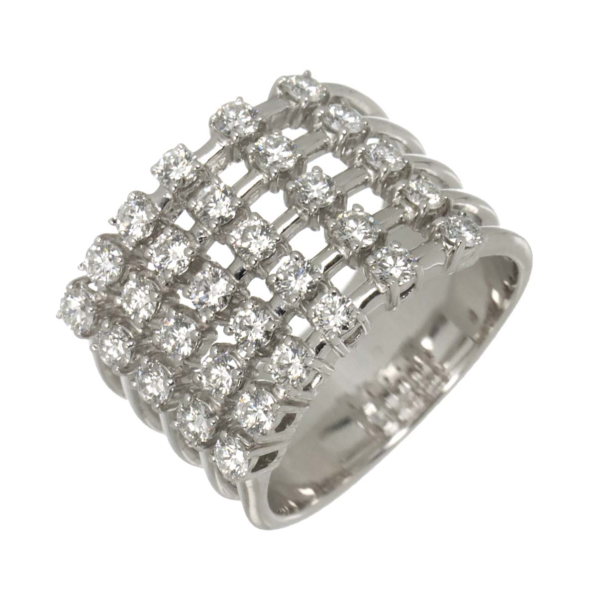 Diamond 1.33ct Ring 18K White Gold 750 Size6.75(US)
