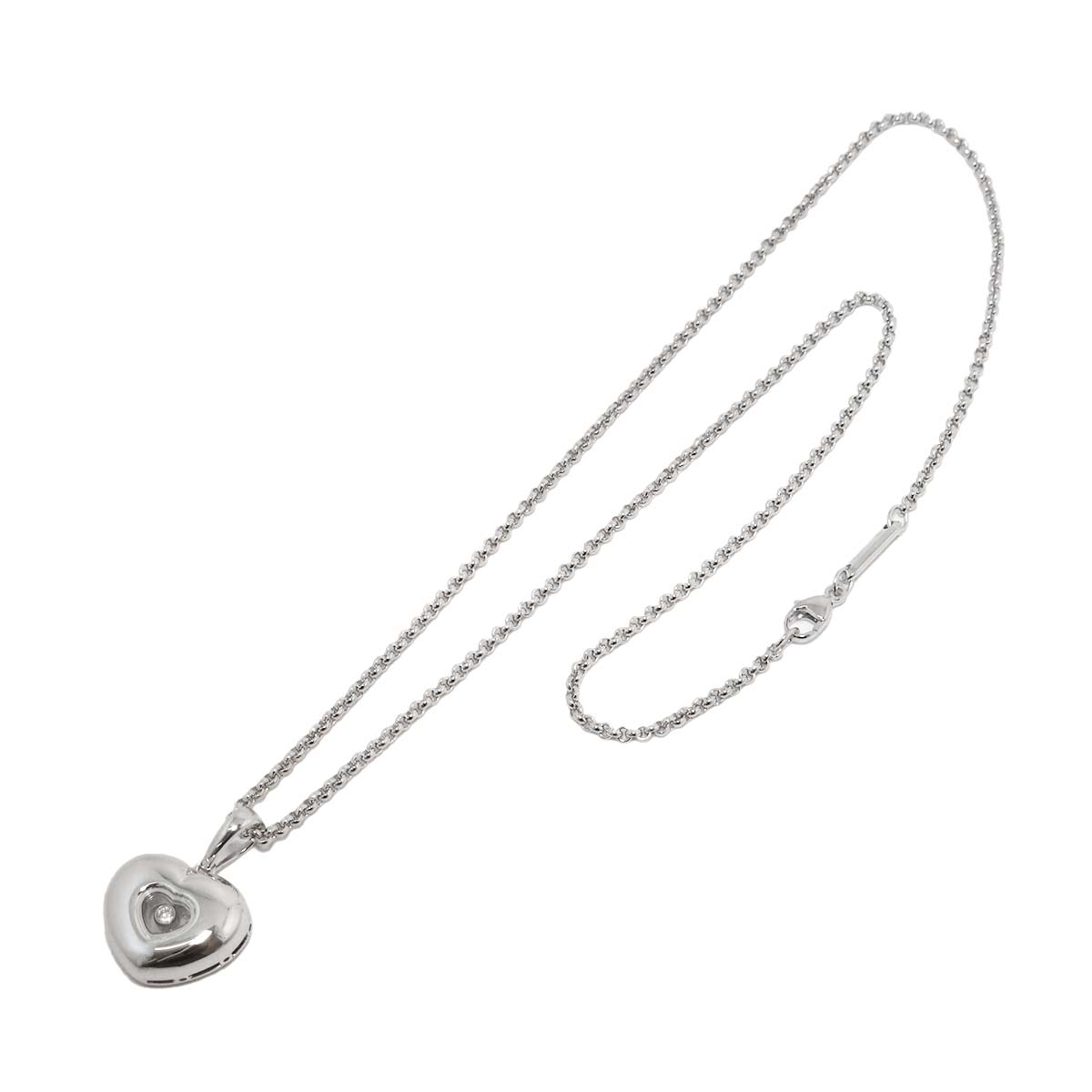 Happy Diamond Heart Necklace 18K White Gold 750