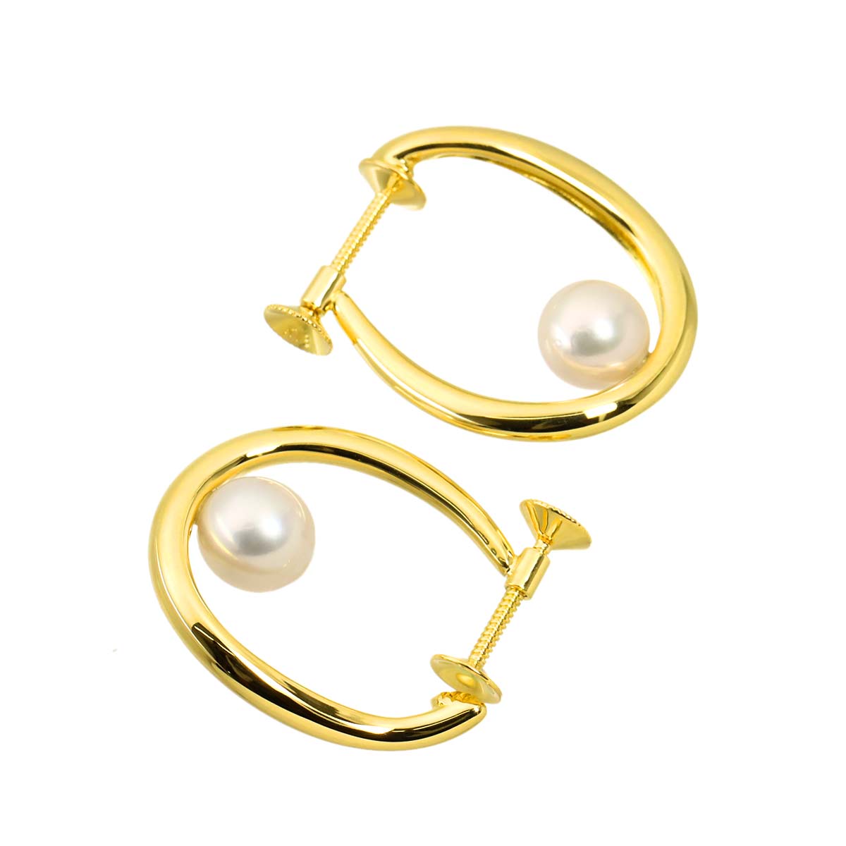 Akoya Pearl 6.9-6.7mm Earrings 18K Yellow Gold 750