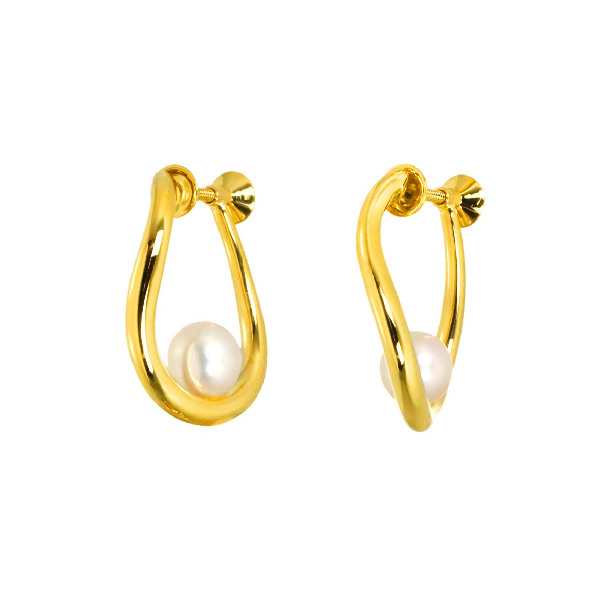 Akoya Pearl 6.9-6.7mm Earrings 18K Yellow Gold 750