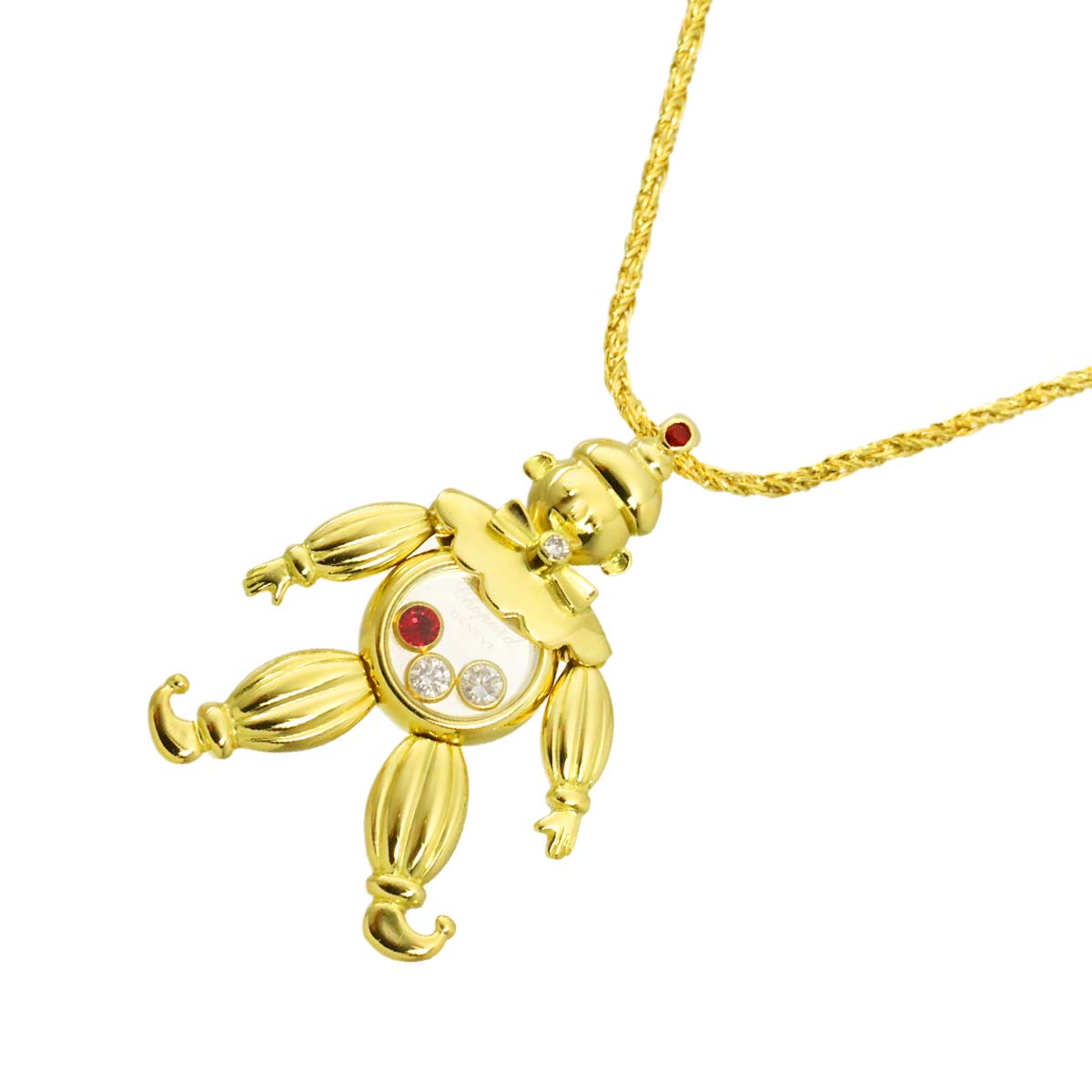 Happy Diamond clown Ruby Necklace 18K YG 750