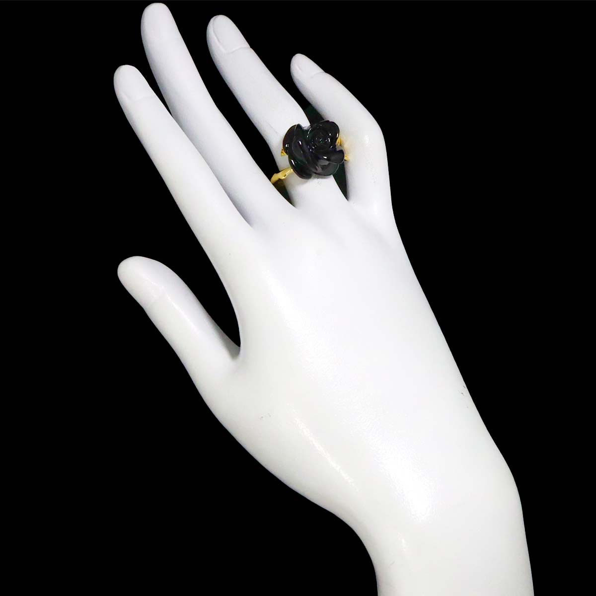 Rose Onyx Diamond Ring 18K YG 750 size51 5.75-6(US)