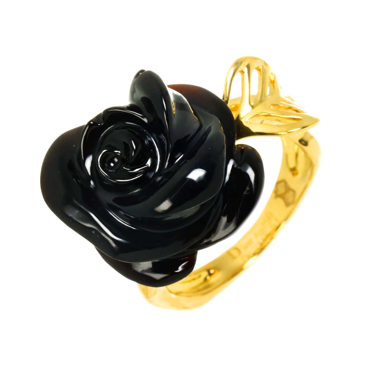 Rose Onyx Diamond Ring 18K YG 750 size51 5.75-6(US)