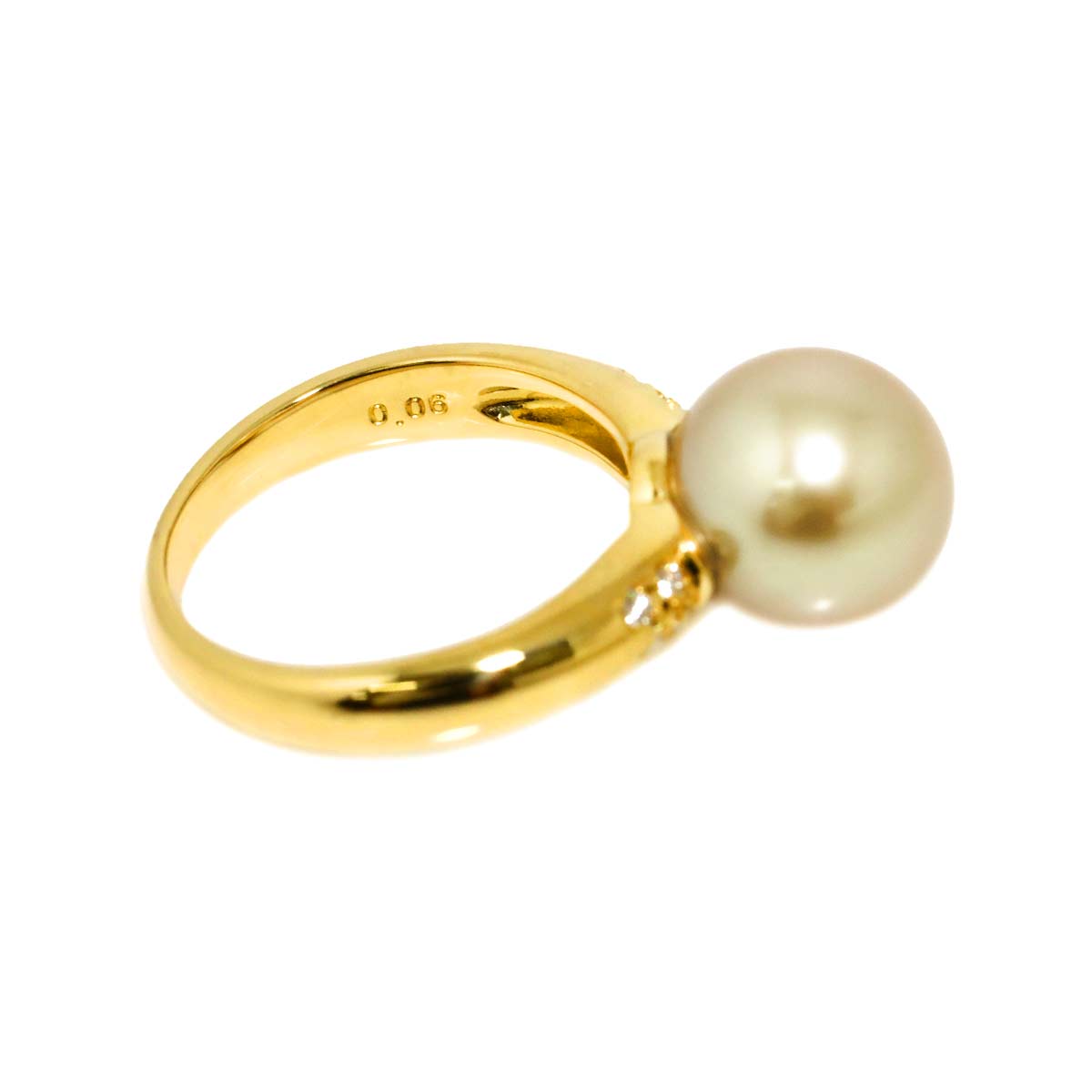 South Sea pearl Diamond 0.06ct Ring 18K YG 750 size6.25-6.5(US)