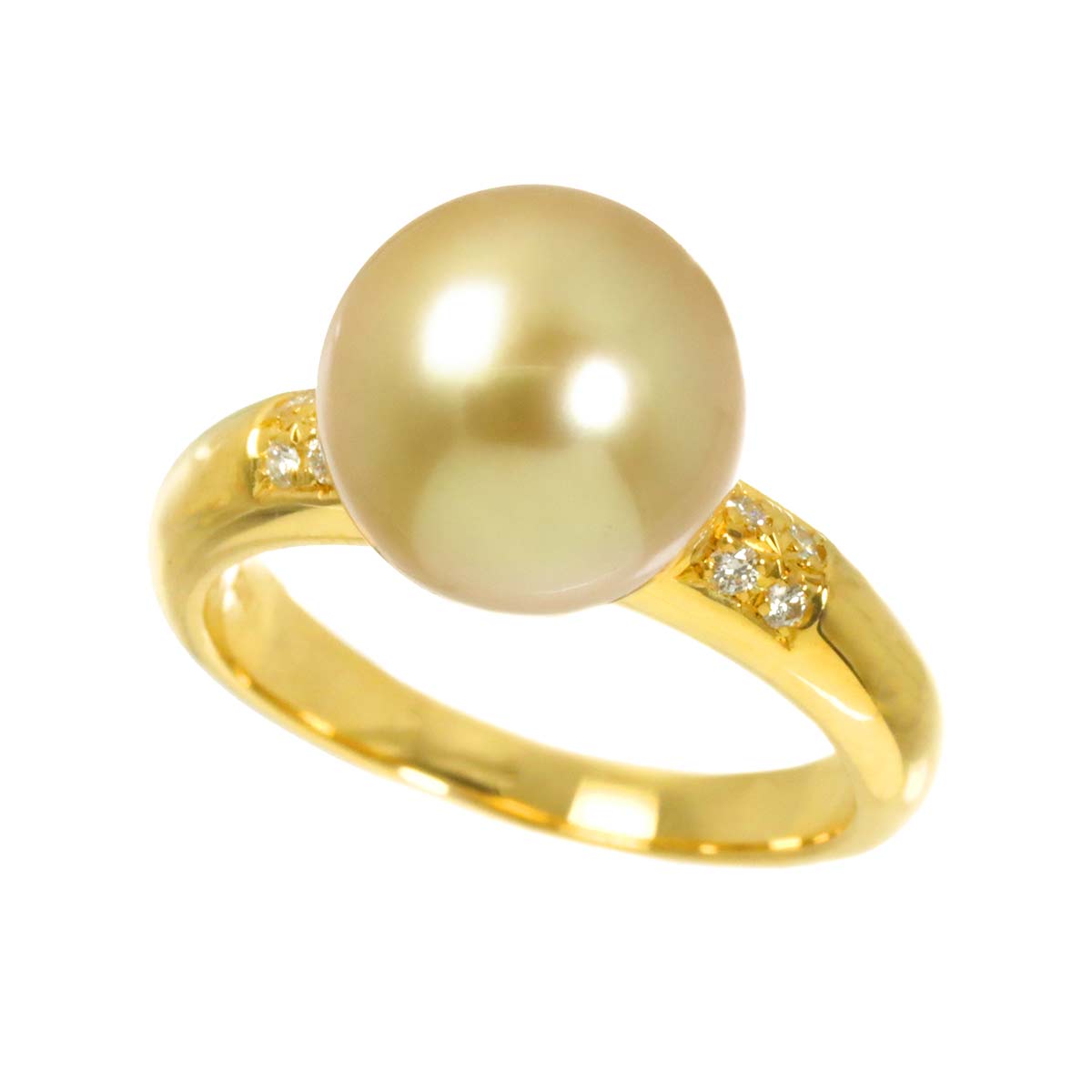 South Sea pearl Diamond 0.06ct Ring 18K YG 750 size6.25-6.5(US)