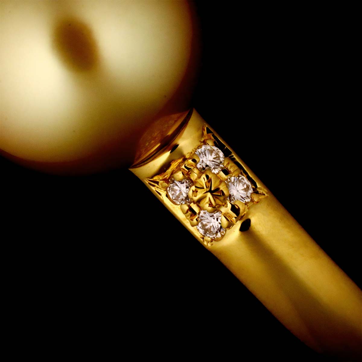 South Sea pearl Diamond 0.06ct Ring 18K YG 750 size6.25-6.5(US)