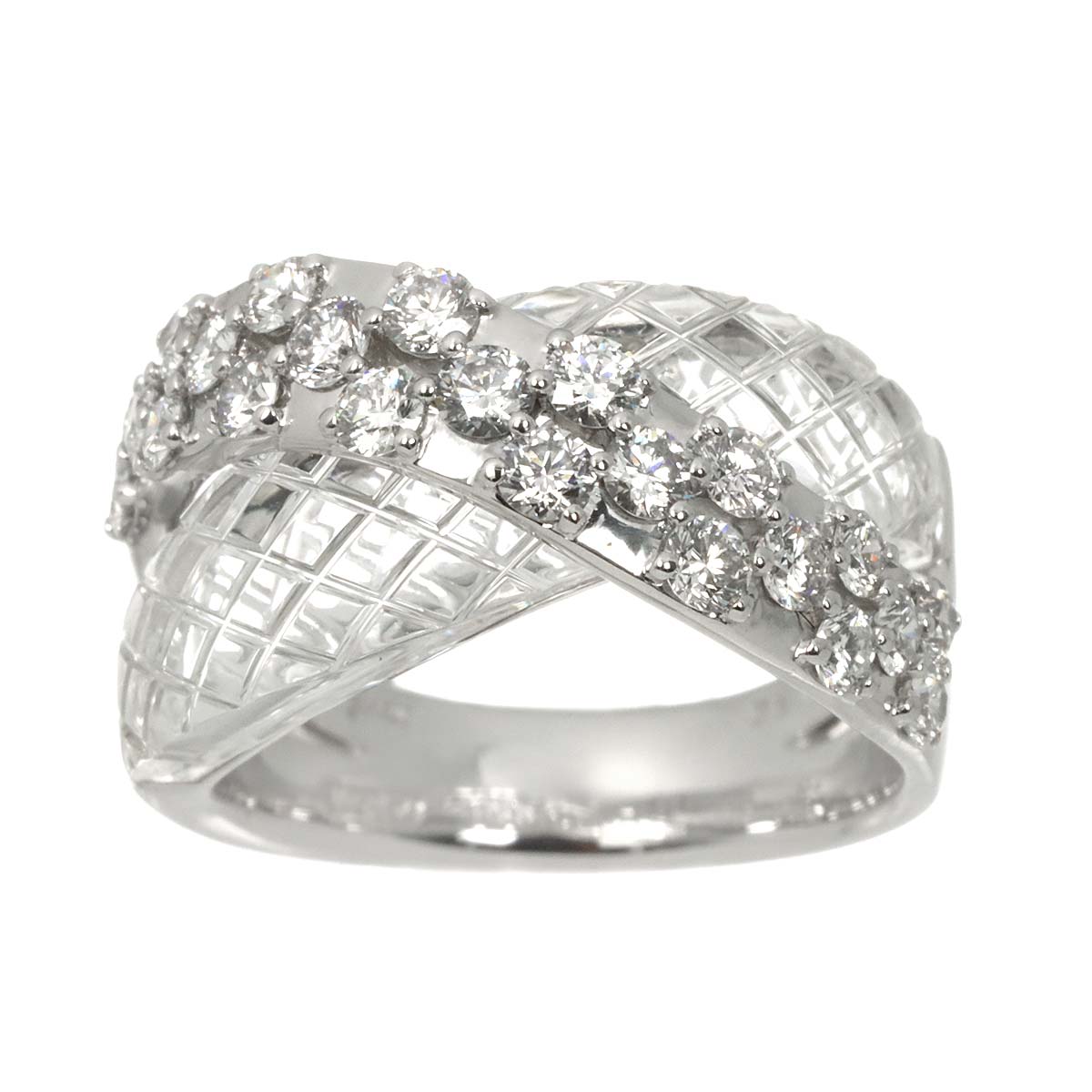 Diamond 1.28ct Crystal Ring 18K WG 750 Size7.25(US)
