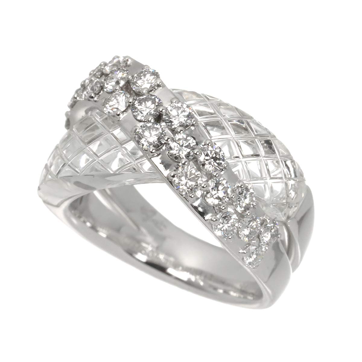 Diamond 1.28ct Crystal Ring 18K WG 750 Size7.25(US)