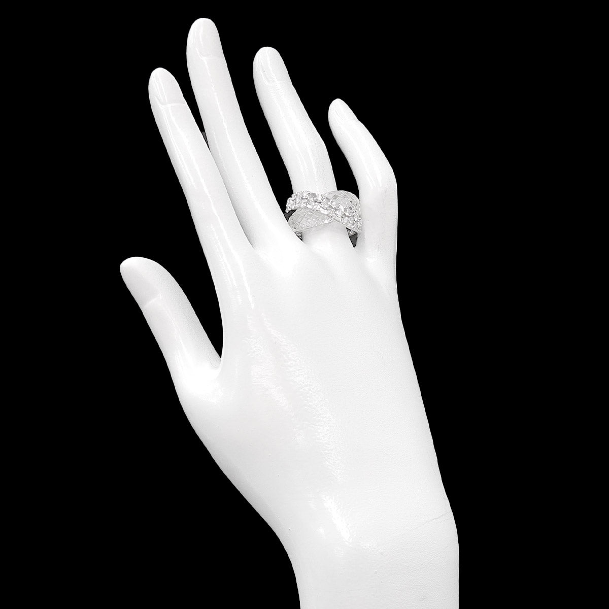 Diamond 1.28ct Crystal Ring 18K WG 750 Size7.25(US)