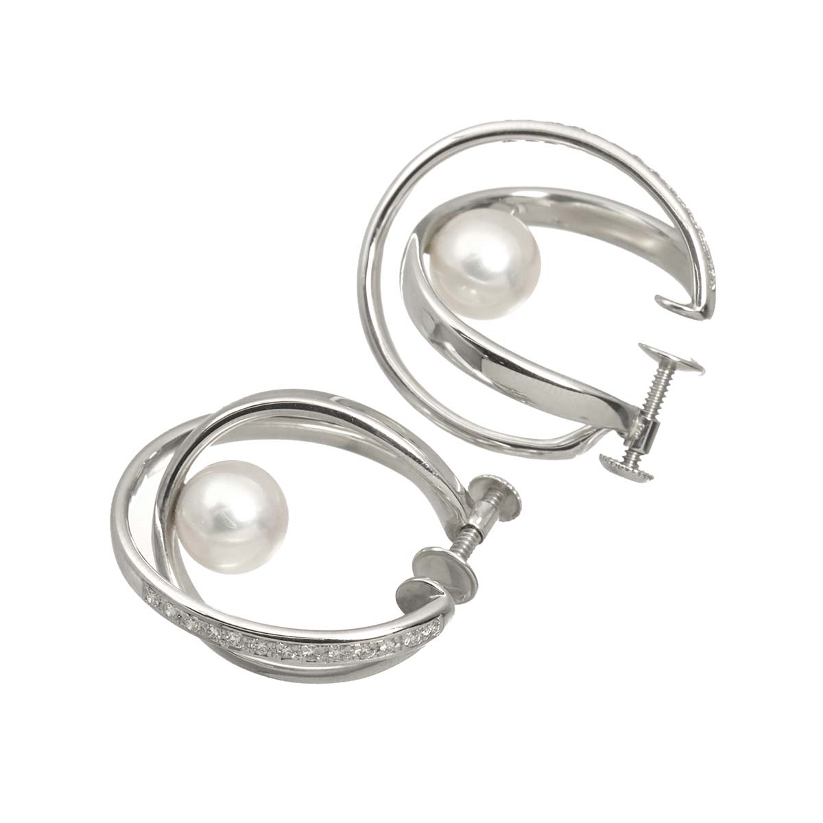 Akoya Pearl Diamond 0.11ct/0.11ct Earrings 18K WG 750