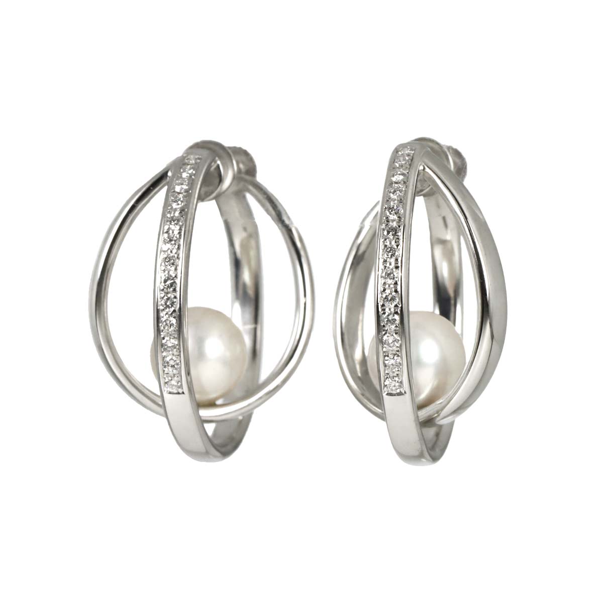 Akoya Pearl Diamond 0.11ct/0.11ct Earrings 18K WG 750