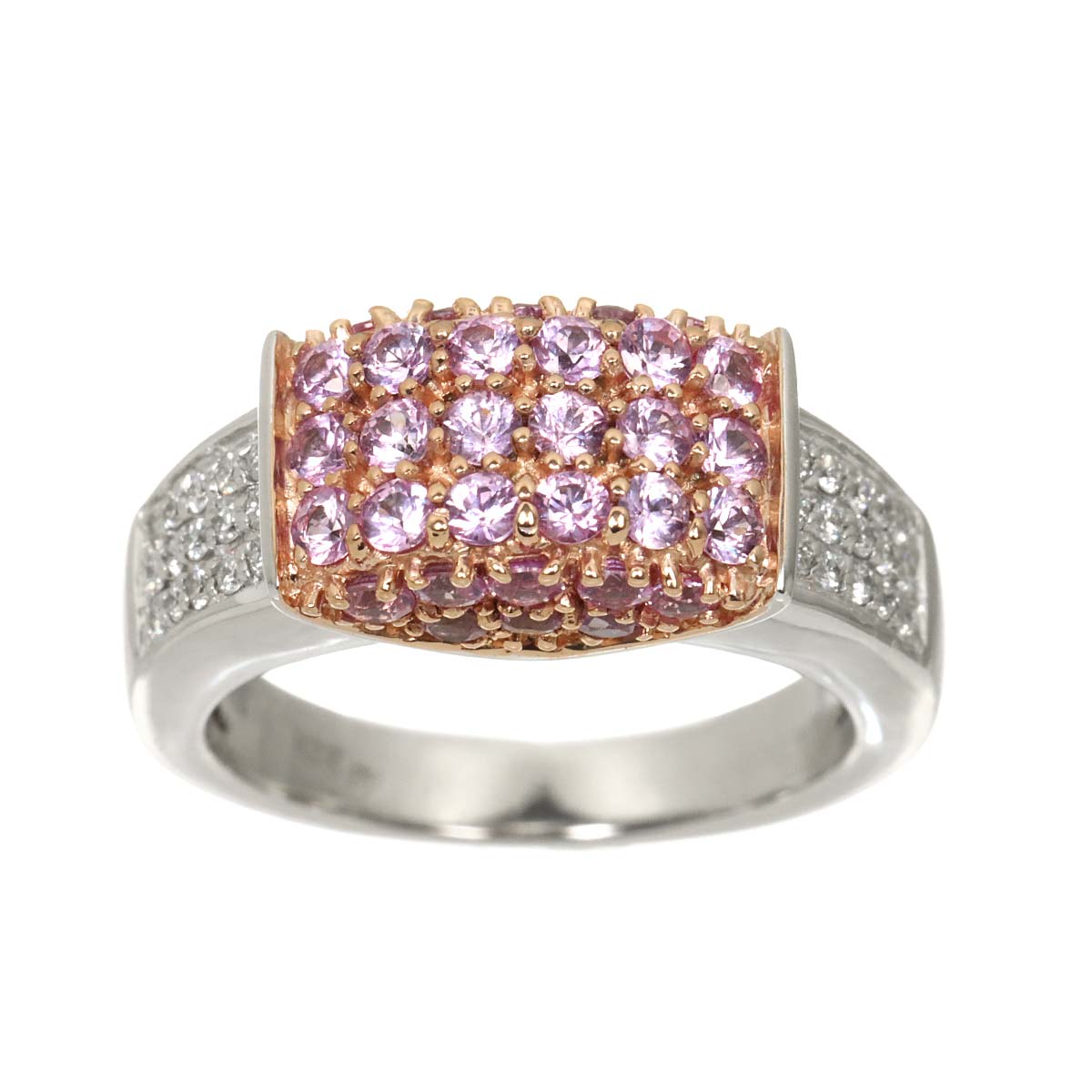 Sapphire 1.20ct Diamond Ring 18K WG PG 750 5.5-5.75(US)