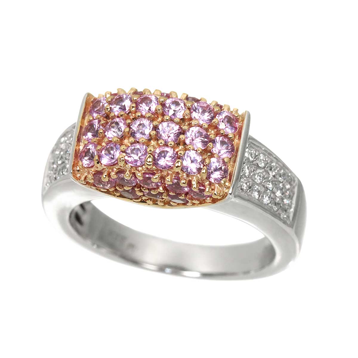 Sapphire 1.20ct Diamond Ring 18K WG PG 750 5.5-5.75(US)