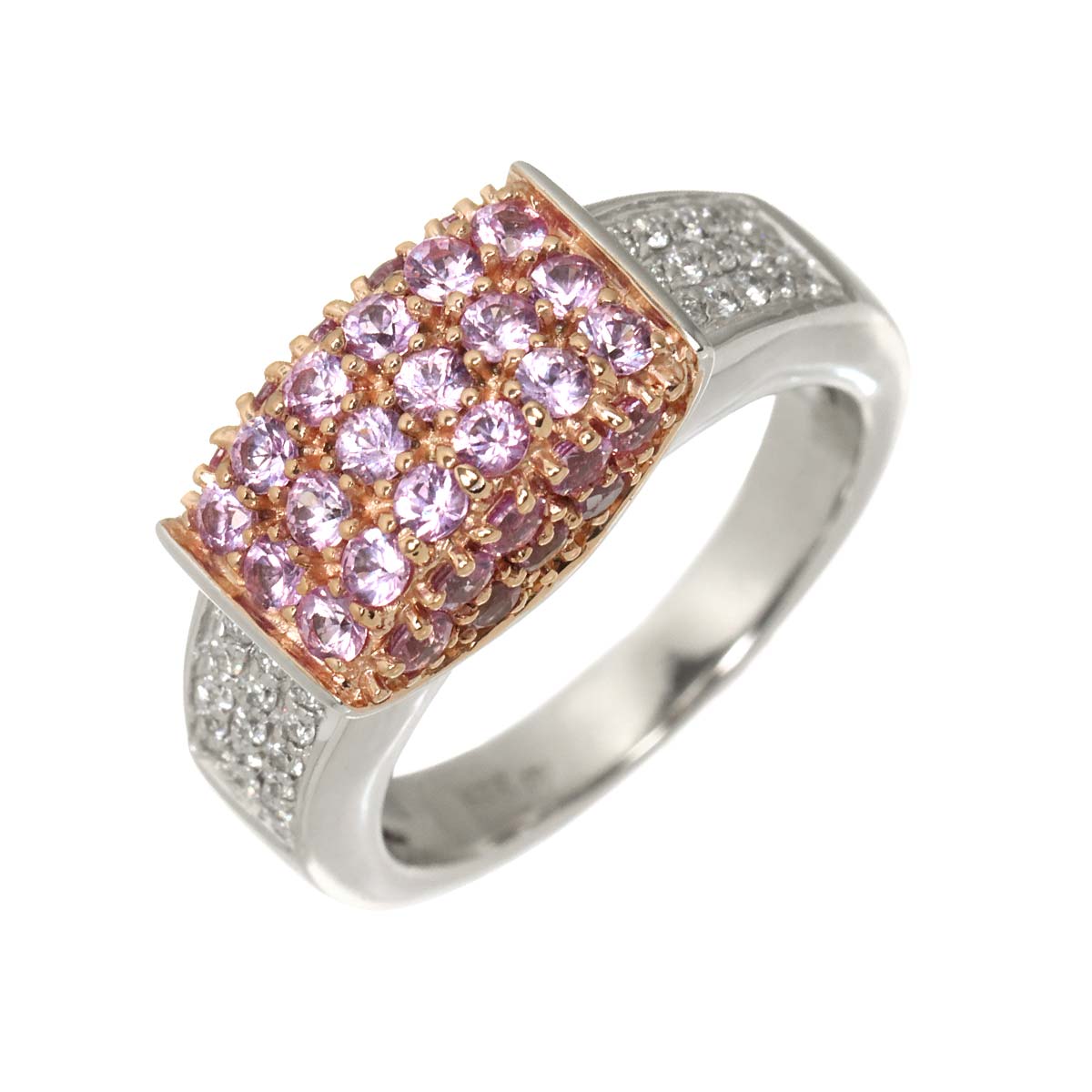 Sapphire 1.20ct Diamond Ring 18K WG PG 750 5.5-5.75(US)