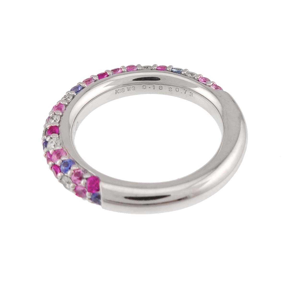 Sapphire 0.73ct Diamond 0.18ct Ring 18K WG size2.5(US)