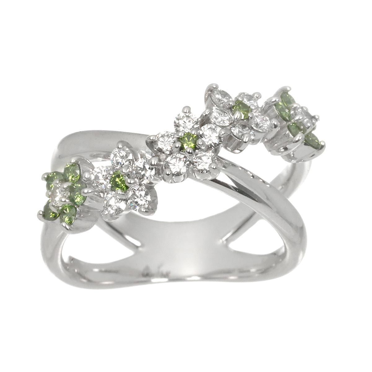 Diamond 0.36ct Garnet 0.25ct Ring 18K WG 750 Size4.5(US)