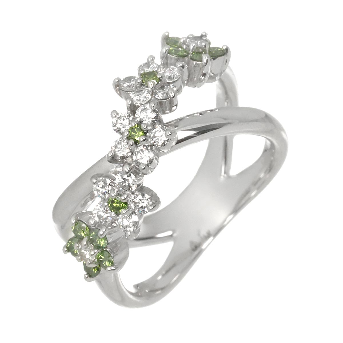 Diamond 0.36ct Garnet 0.25ct Ring 18K WG 750 Size4.5(US)