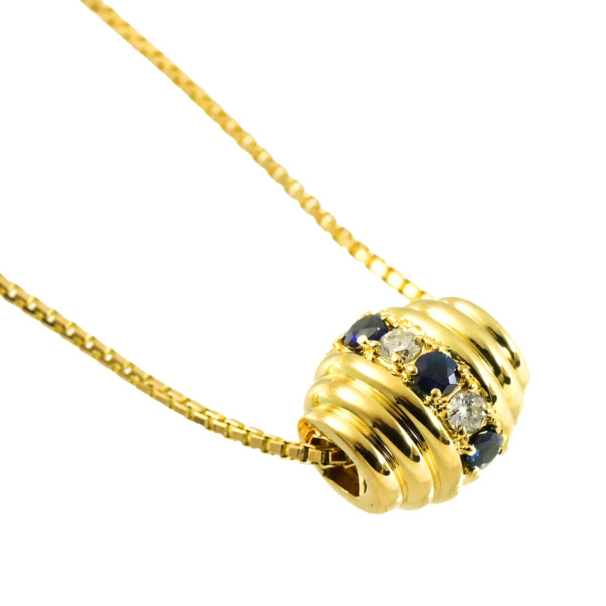 Sapphire Diamond Necklace 18K Yellow Gold 750
