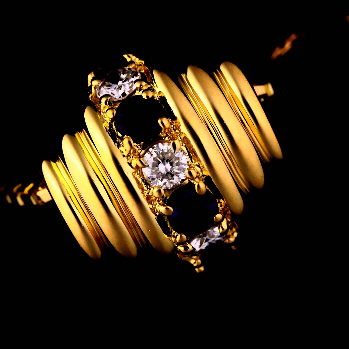 Sapphire Diamond Necklace 18K Yellow Gold 750
