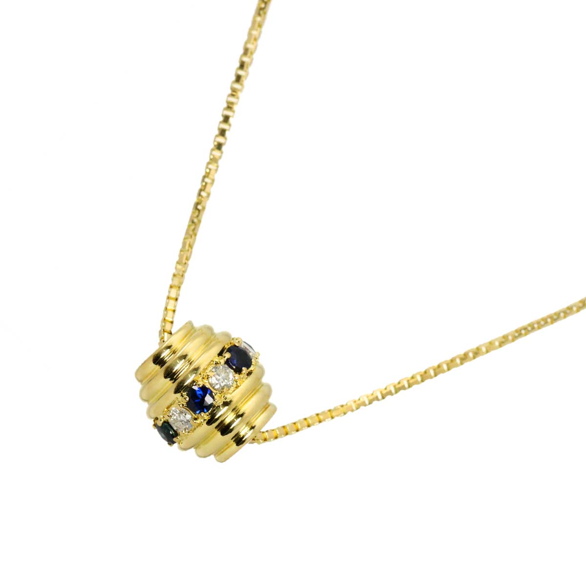 Sapphire Diamond Necklace 18K Yellow Gold 750